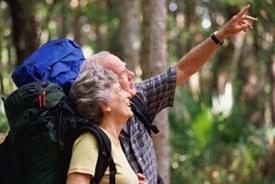 Older couple hiking